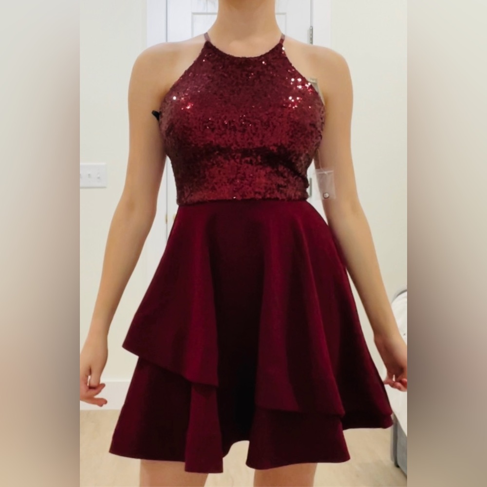 B. Darlin Burgundy Sequin Dress